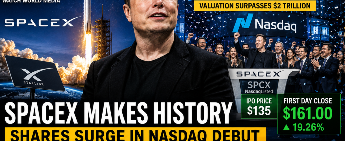 SpaceX Makes History With Record-Breaking $75 Billion IPO, Shares Surge in Nasdaq Debut